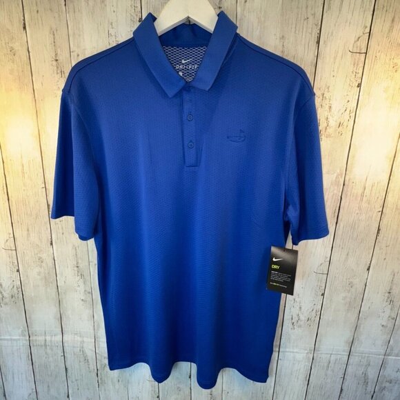 Nike Dri-FIT Hex Textured Three Button Golf Polo AH6266-480 Men's L Blue NEW - Picture 1 of 8